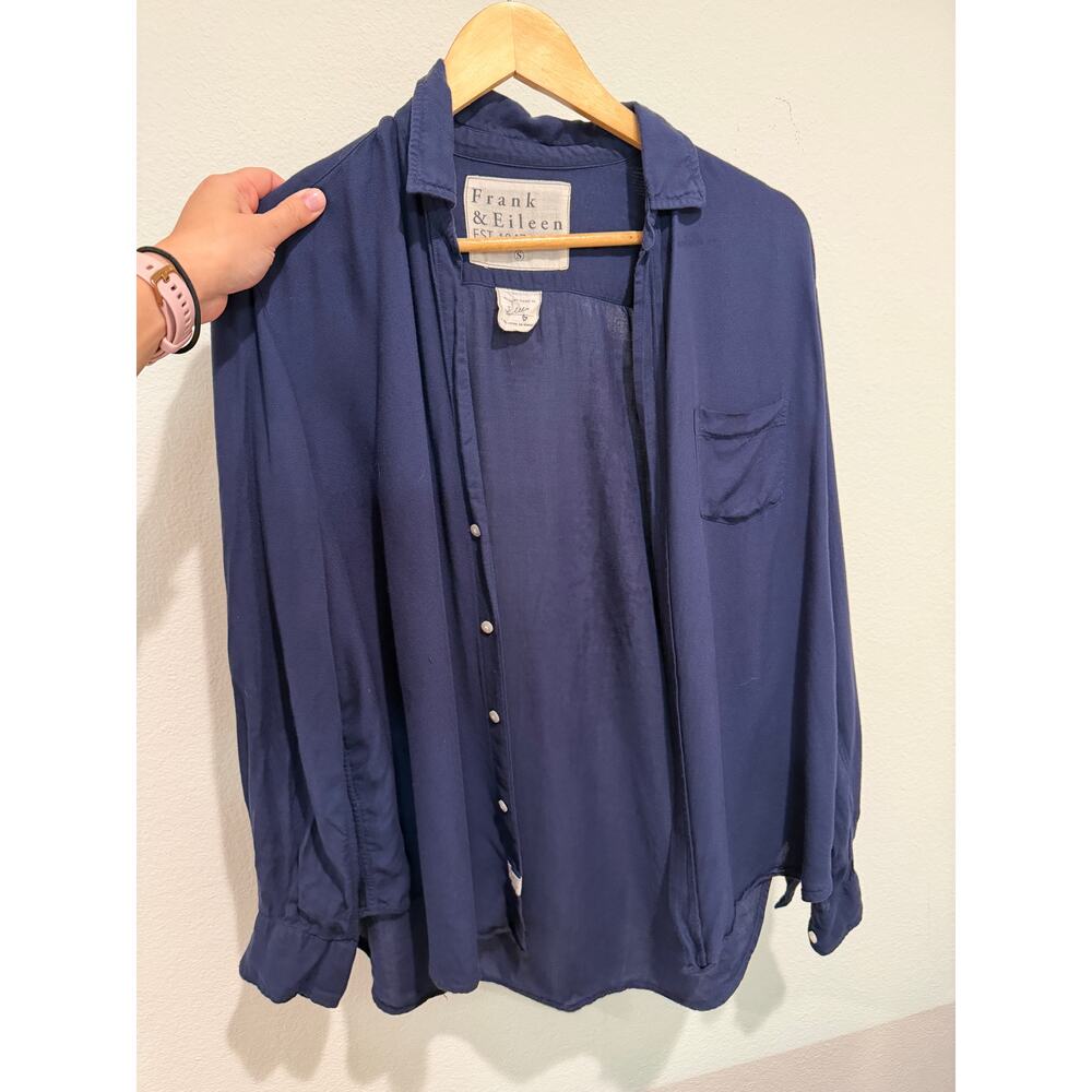 Frank & Eileen Eileen Long sleeve shirt Navy Modal S - Picture 4 of 6